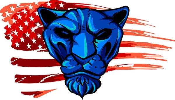Illustration Cougar American Flag — Stok Vektör