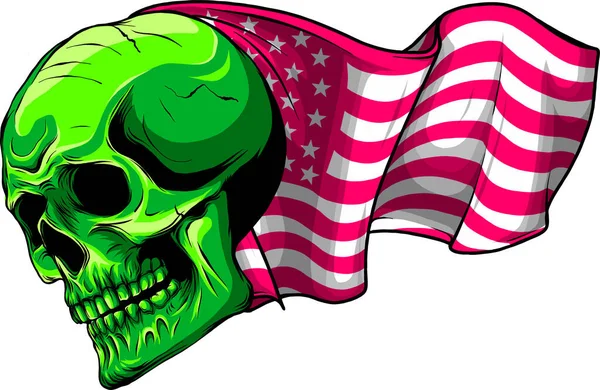 American Flag Skull Vector Illustration — 图库矢量图片