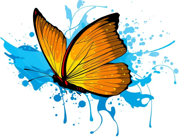 Mariposa Sobre Fondo Color Ilustración Vectorial — Vector de stock