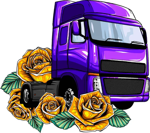 Camion Américain Classique Illustration Vectorielle — Image vectorielle