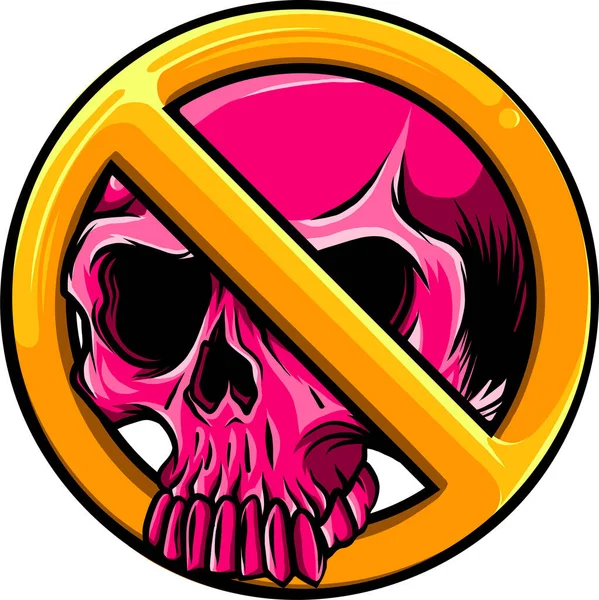 Stopp Oder Verbot Roter Schilder Mit Totenkopf Symbol Vektorillustration Verbotsschild — Stockvektor
