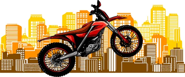 Carreras Motos Ciudad Vector Dibujos Animados — Vector de stock