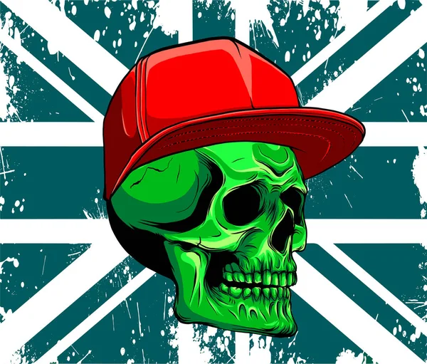 Inglaterra Bandera Cráneo Vector Diseño Digital Mano Dibujar — Archivo Imágenes Vectoriales