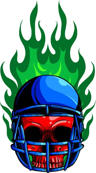 Crâne Joueur Football Avec Vecteur Flammes — Image vectorielle