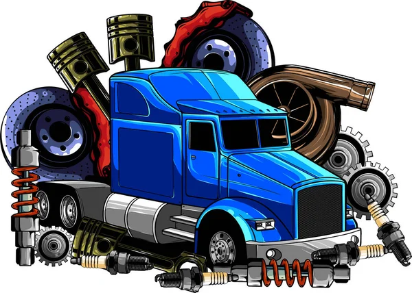 Conception Logo Réparation Camion Entretien Automatique — Image vectorielle