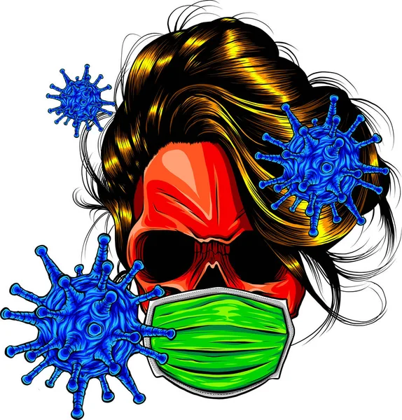 Viso Del Cranio Maschera Medica Illustrazione Vettoriale Sfondo Bianco Virus — Vettoriale Stock