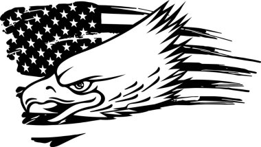 Kel kartal kafası, beyaz arka plan, maskot, iş için tasarım elemanı, gömlek, logo, etiket, amblem, dövme, imza, poster, Vintage amblem