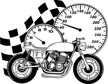 Kafe motosiklet ana hatları vektör çizimi.