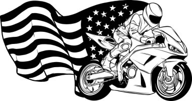 Taslak ikon vektör illüstrasyonunda süper bisiklet sürücüsü. Dünya şampiyonası motor sporu bisiklet yarışı tasarım elementi. Birçok amaç için düzenlenebilir grafik kaynakları. World cham için şablon