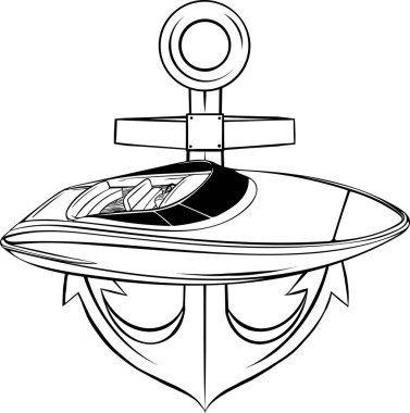 Siyah çizgilerden bir su teknesinin taslağı. Vektör illüstrasyonu.