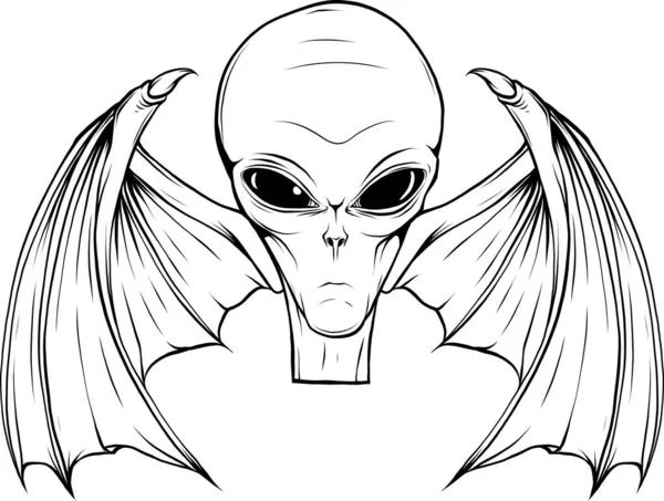 Illustration Alien Head Monochrome Style Design Element Logo Label Sign — Stock Vector