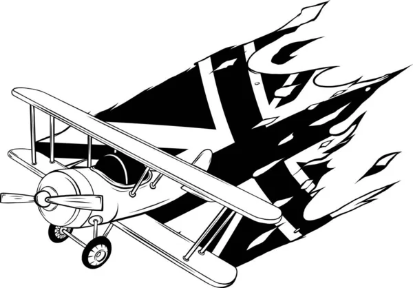 Illustration Avion Noir Blanc — Image vectorielle