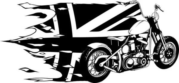 Винтажная Концепция Мотоцикла Черно Белых Тонах Изолированная Иллюстрация — стоковый вектор