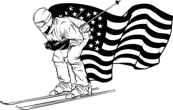 Símbolo Vetorial Estilizado Esqui Logotipo Modelo Emblema —  Vetores de Stock