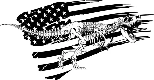 ティラノサウルスレックス恐竜の骨格シルエット — ストックベクタ