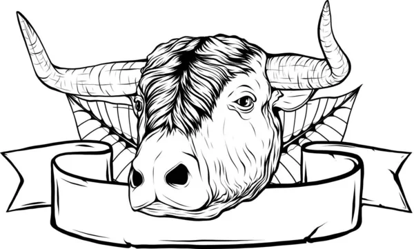 Illustration Ferocious Bulls Head — Stock Vector