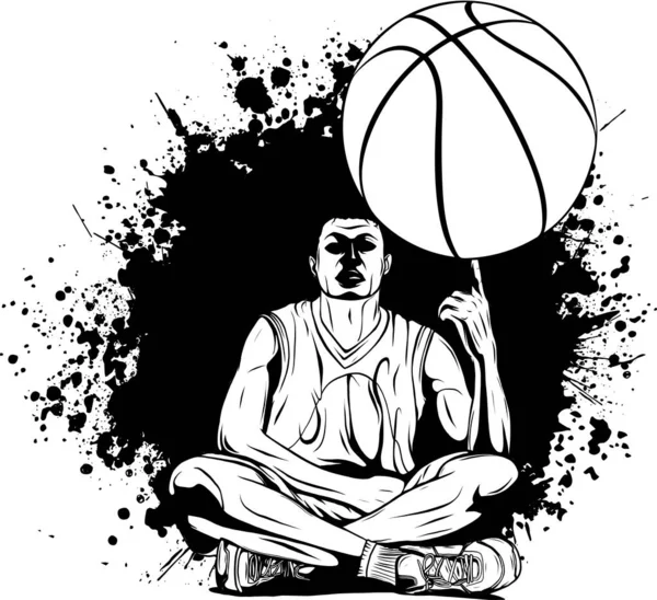 Баскетболіст Кульковим Контуром Вектор — стоковий вектор