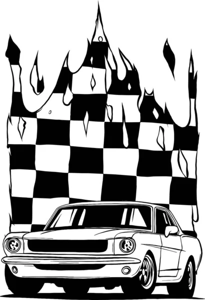 Muscle Cars Line Art Illustration Vectorielle Automobile Design Voiture Sport — Image vectorielle