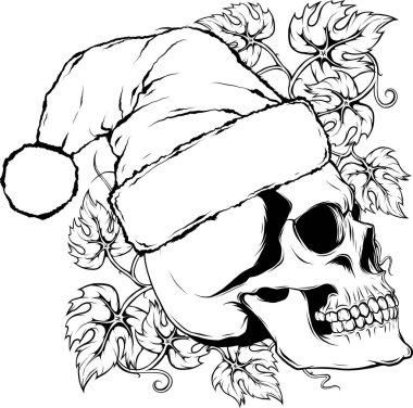 siyah anahat vektör kafatası