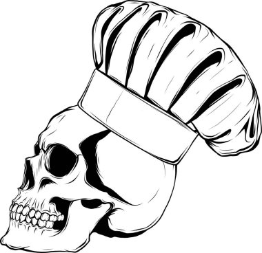 siyah anahat vektör kafatası