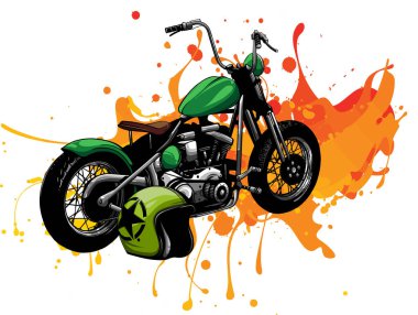 Klasik renkli motosiklet vektör çizimi