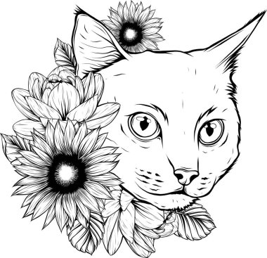 Siyah kedi silueti. Vektör illüstrasyonu.