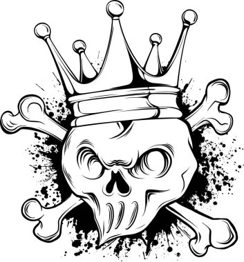 siyah anahat vektör kafatası