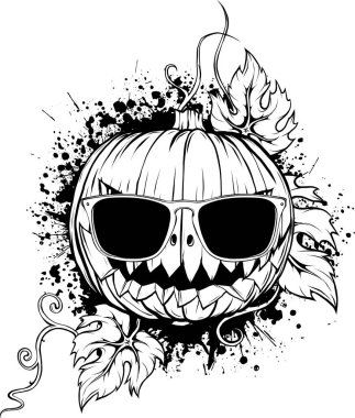 Halloween pumpkin. Vector illustration. Thin line art icon on white background. Cartoon style