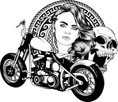 vector illustration of motorcycle in black and white clipart