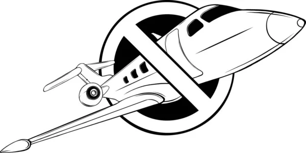 Esquisse Avion Noir Blanc — Image vectorielle