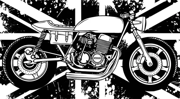 Café Motorcykel Kontur Vektor Illustration — Stock vektor