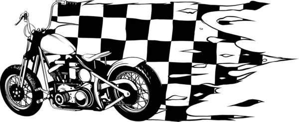 Vektor Illustration Des Motorrads Schwarz Weiß — Stockvektor
