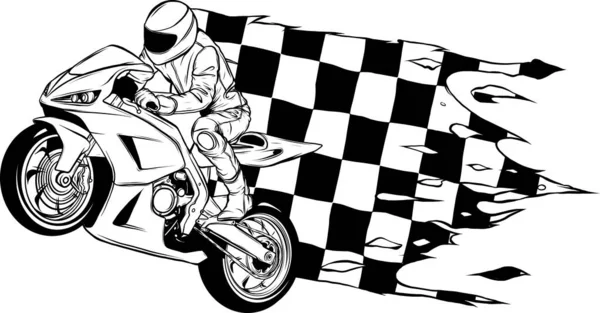 Superbike Rider Contorno Icona Vettoriale Illustrazione Modello Campionato Del Mondo — Vettoriale Stock