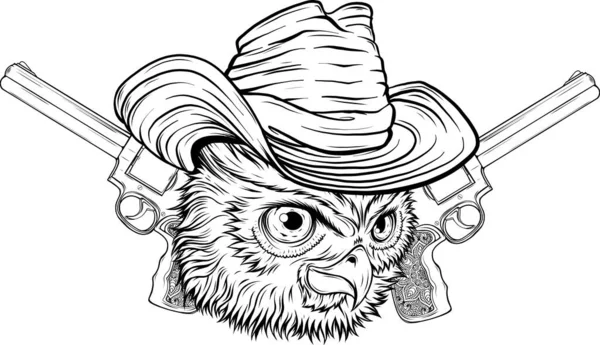 Vector Illustration Outline Owl Head — Stock Vector