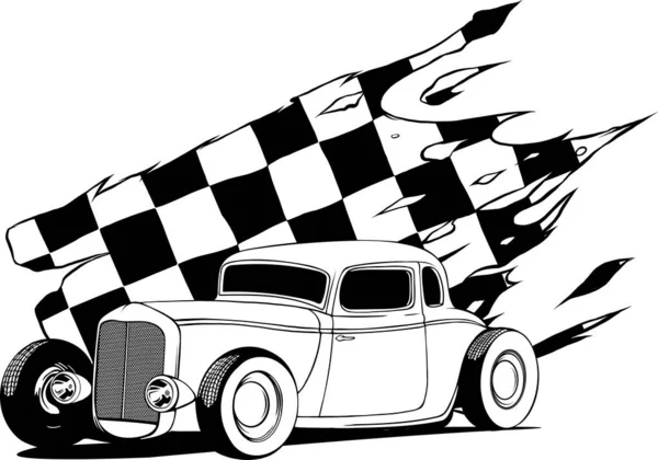 Ikonę Samochodu Gorącym Prętem Linia Ikona Ilustracja Wektor Styl Ikona — Wektor stockowy