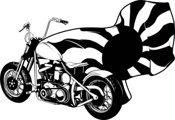 Ilustración Vectorial Motocicleta Blanco Negro — Vector de stock