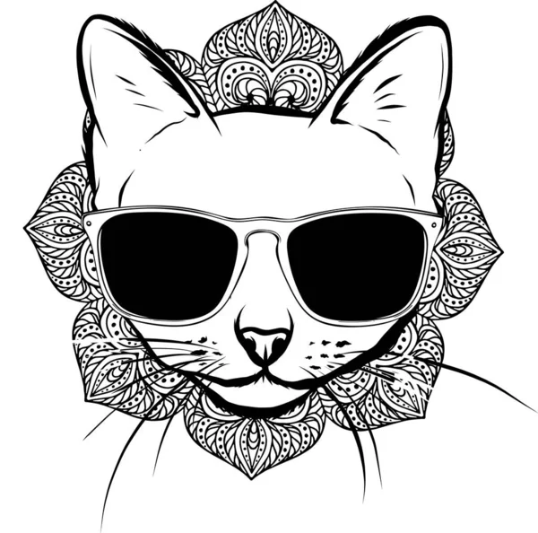 Černá Silueta Kočky Vektorová Ilustrace — Stockový vektor