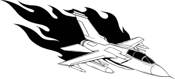 Outline Jet Fighter Vector Design — Stock Vector