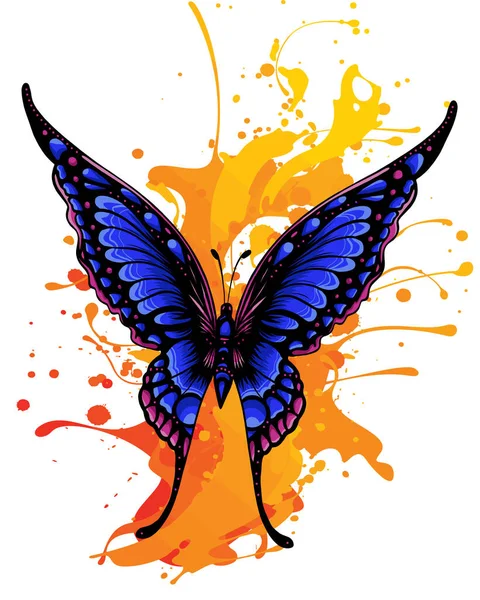 Papillon Tropical Élégant Aux Ailes Colorées Aux Antennes Isolées Sur — Image vectorielle