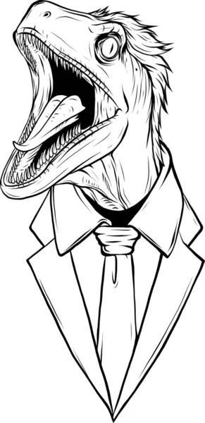 Kézzel Rajzolt Illusztráció Egy Ragadozó Dinoszauruszról — Stock Vector