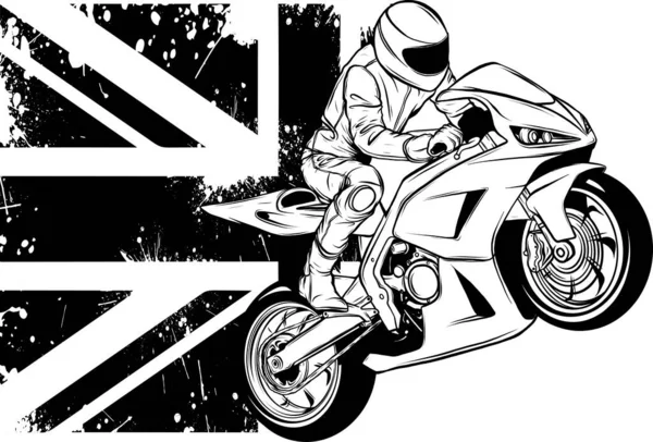 Super Motocyklista Zarysie Ilustracji Wektora Ikony Szablon Dla Mistrzostw Świata — Wektor stockowy