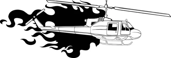 Ilustração Vetorial Contorno Helicóptero — Vetor de Stock