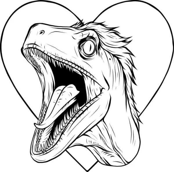 Illustrazione Disegnata Mano Dinosauro Rapace — Vettoriale Stock