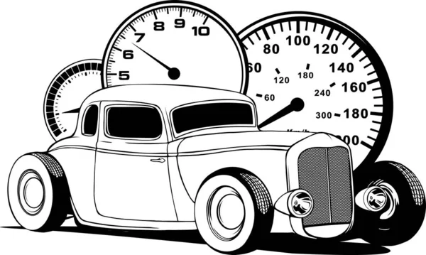 Sıcak Çubuk Araba Simgesi Çizgi Stili Simge Vektör Illüstrasyon Araç — Stok Vektör