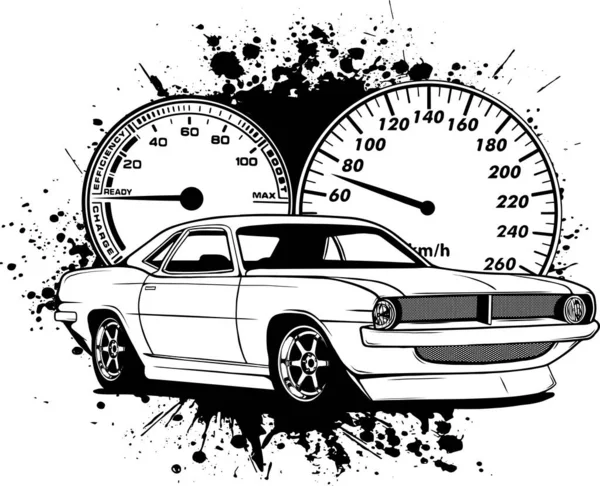 Kaslı Arabalar Sanat Eseri Otomotiv Vektör Çizimi Etiket Rozet Reklam — Stok Vektör