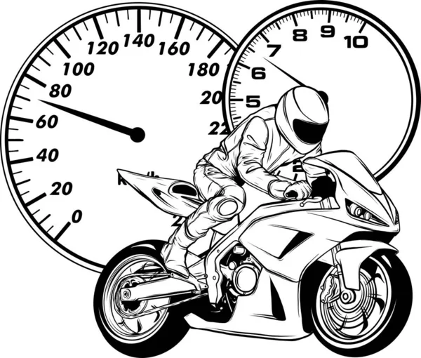 Superbike Fahrer Umriss Symbol Vektor Illustration Vorlage Für Das Design — Stockvektor