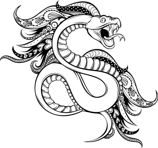 Icône Contour Serpent Badge Animal Vipère — Image vectorielle