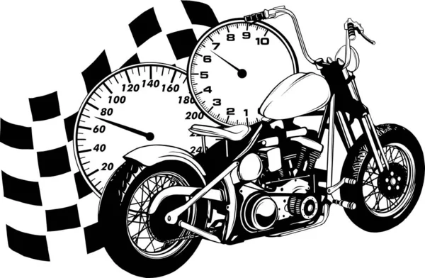Vectorillustratie Van Motorfiets Zwart Wit — Stockvector