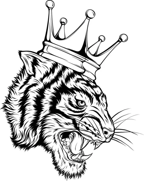 Silhueta Cabeça Tigre Ilustração Vetorial — Vetor de Stock