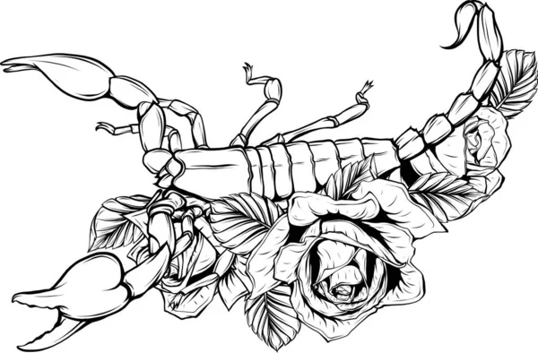 Scorpion Illustration Vectorielle Conception Graphique Croquis Tatouage Art Dessin Main — Image vectorielle